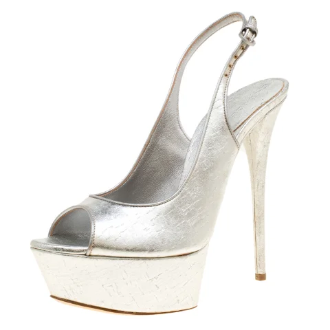 Silver Leather Casadei Heels