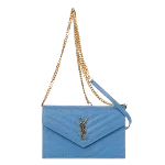 Blue Leather Yves Saint Laurent Wallet on Chain