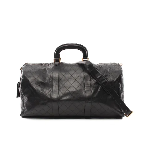 Black Leather Chanel Boston Bag