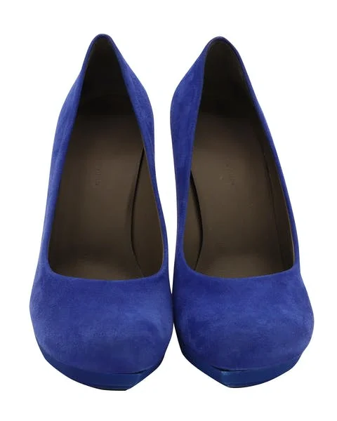 Blue Suede Balenciaga Heels
