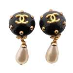 Black Metal Chanel Earrings