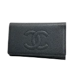 Black Leather Chanel Key Holder