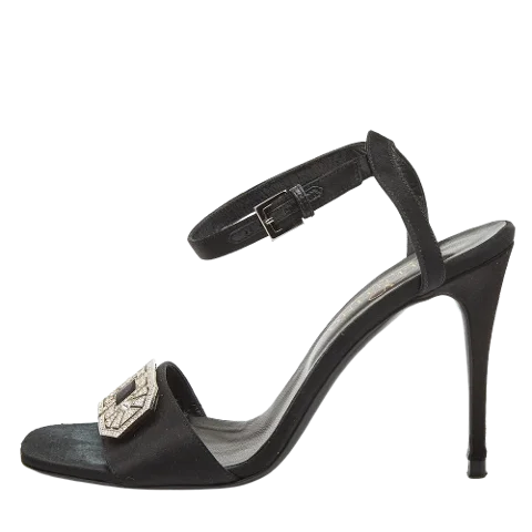 Black Satin Valentino Sandals