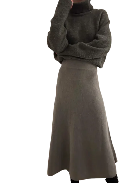 Grey Wool Massimo Dutti Skirts