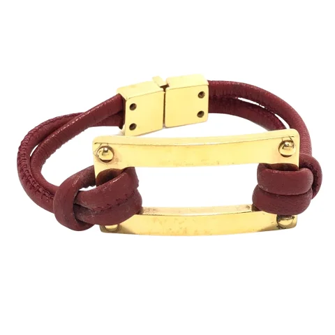 Burgundy Leather Loewe Bracelet