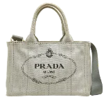 White Denim Prada Canapa Tote