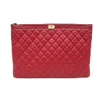 Red Leather Chanel Clutch