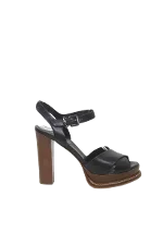 Black Leather Twinset Sandals