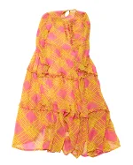 Yellow Fabric Baum und Pferdgarten Dress