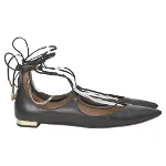 Black Leather Aquazzura Flats