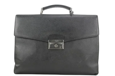 Black Leather Prada Briefcase