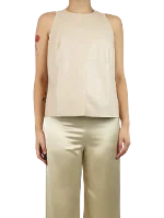 Beige Leather Nanushka Top