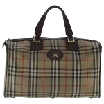 Beige Canvas Burberry Boston Bag