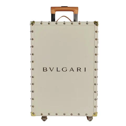 White Leather Bvlgari Travel Bag