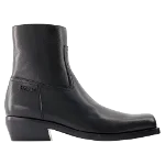 Black Leather Versace Boots