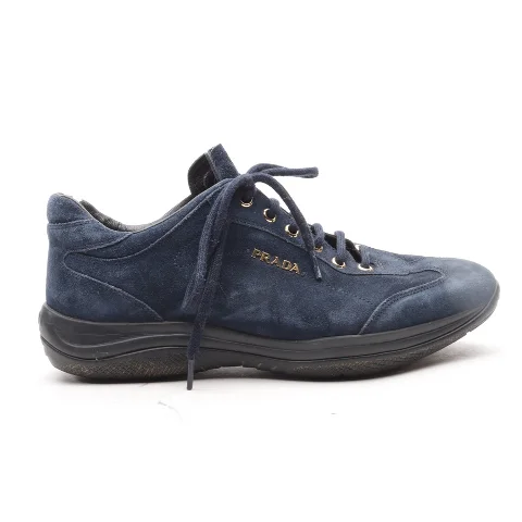 Blue Leather Prada Sneakers