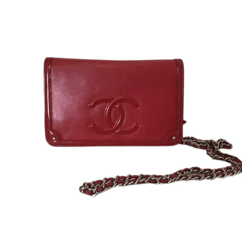 Red Leather Chanel Wallet On Chain