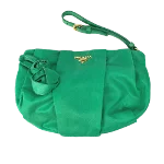 Green Fabric Prada Clutch