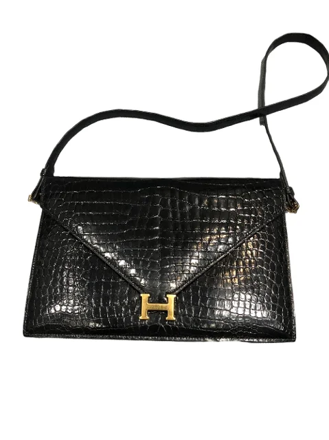 Black Leather Hermès Shoulder Bag