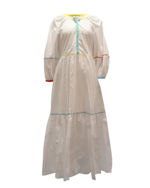 White Cotton Staud Dress