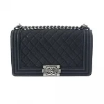 Navy Leather Chanel Boy Bags