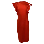 Red Wool Oscar de la Renta Dress