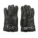 Black Leather Gucci Gloves
