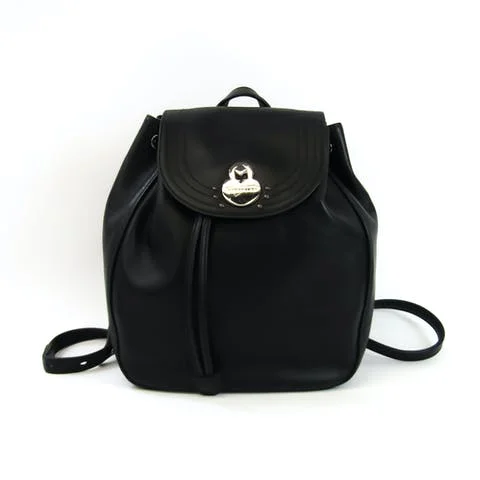 Black Leather Longchamp Backpack