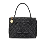 Black Leather Chanel Medaillon