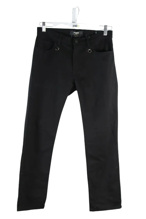 Black Cotton Fendi Jeans
