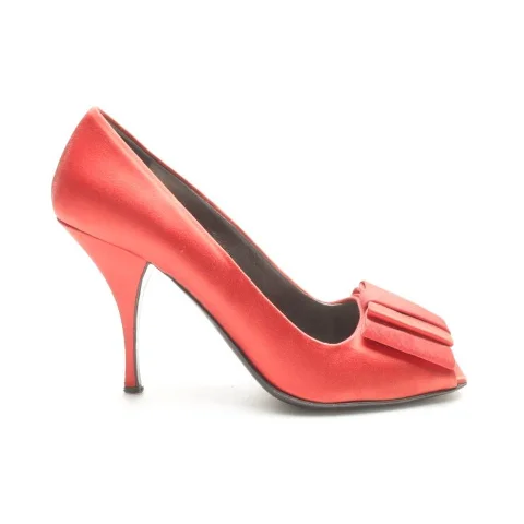 Red Fabric Prada Heels