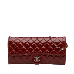 Red Leather Chanel Wallet on Chain