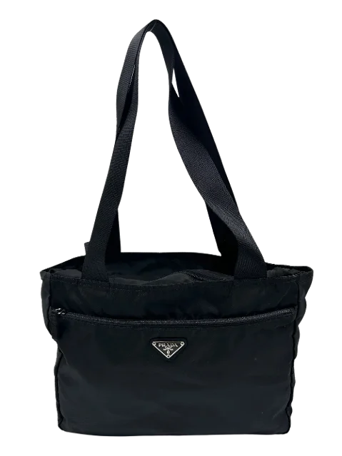Prada SS99 Beige Canvas Fabric Black Leather Shoulder Over Belly Crossbody  Bag 