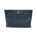 Blue Leather Chanel Clutch