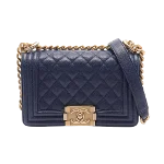 Blue Leather Chanel Boy Bags