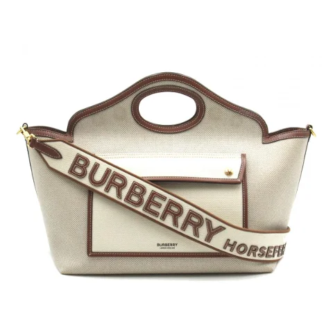 Beige Canvas Burberry Tote