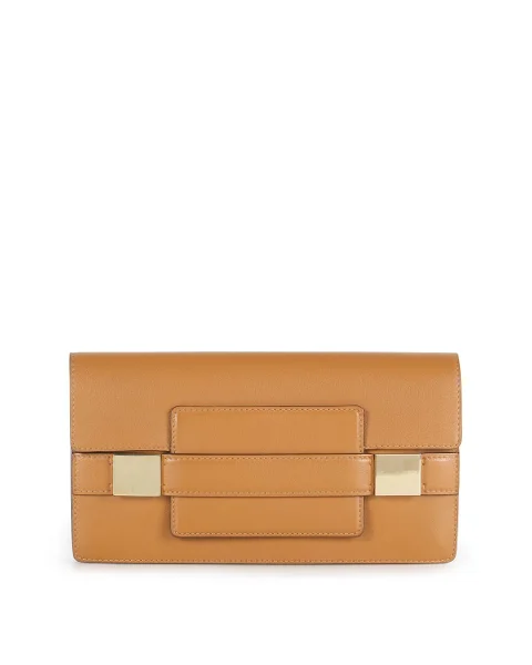 Brown Leather Delvaux Clutch