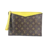 Brown Cotton Louis Vuitton Pouch