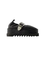 Black Leather Toga Pulla Flats