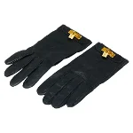 Black Leather Hermès Gloves