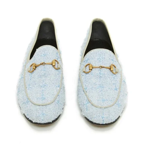 Blue Wool Gucci Flat Shoes