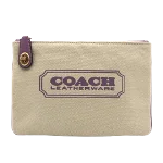 Beige Canvas Coach Cosmetic Pouch