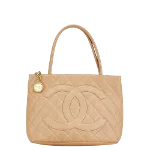 Beige Leather Chanel Medaillon