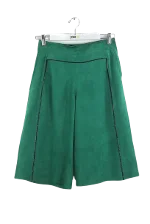 Green Leather Longchamp Shorts