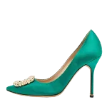 Green Satin Manolo Blahnik Heels