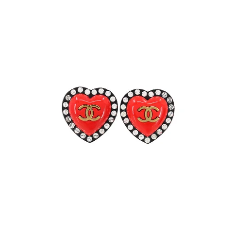 Red Metal Chanel Earrings