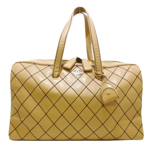 Beige Leather Chanel Travel Bag