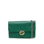 Green Leather Gucci Wallet on Chain