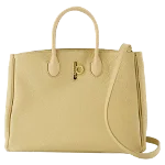 Beige Leather Burberry Shopper