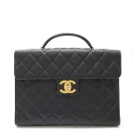 Black Leather Chanel Briefcase